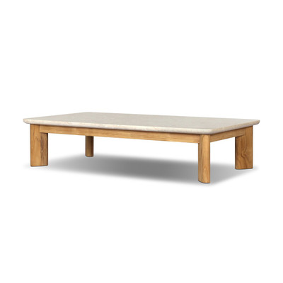 Four Hands Sterling Outdoor Stone Coffee Table - Golden Teak