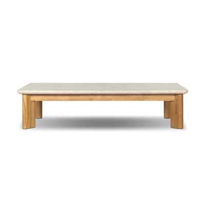 Four Hands Sterling Outdoor Stone Coffee Table - Golden Teak