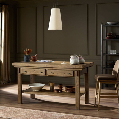 Four Hands Tobiah Kitchen Island - Brown Oak
