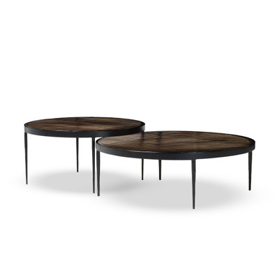 Four Hands Yoko Nesting Set of 2 - Smoked Brown Cast Glass