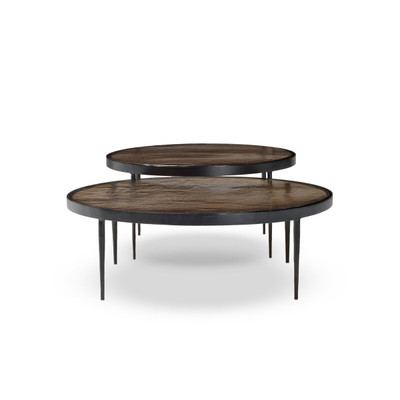 Four Hands Yoko Nesting Set of 2 - Smoked Brown Cast Glass