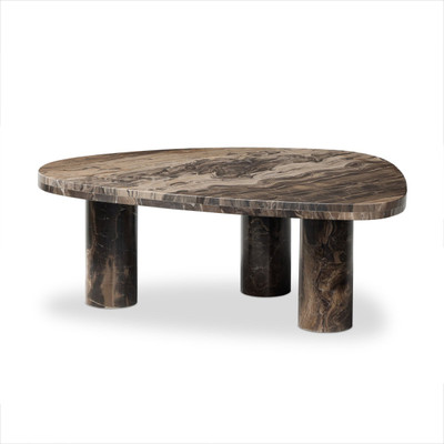 Four Hands Zion Coffee Table - Small Table - Rocky Brown Marble