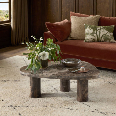 Four Hands Zion Coffee Table - Small Table - Rocky Brown Marble