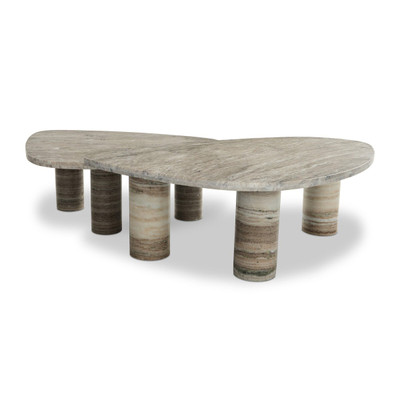 Four Hands Zion Coffee Table Set - Antique White Marble
