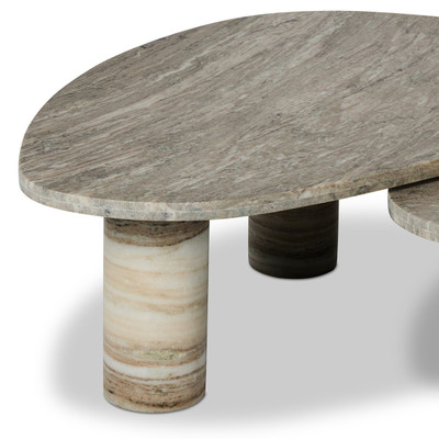 Four Hands Zion Coffee Table Set - Antique White Marble