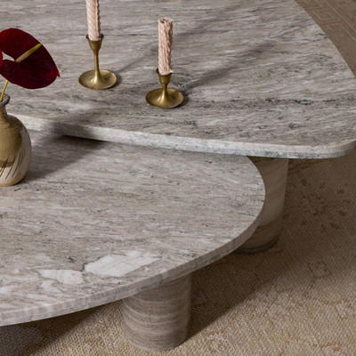 Four Hands Zion Coffee Table Set - Antique White Marble