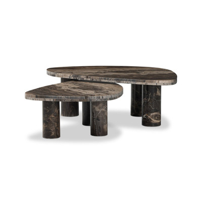 Four Hands Zion Coffee Table Set - Rocky Brown Marble