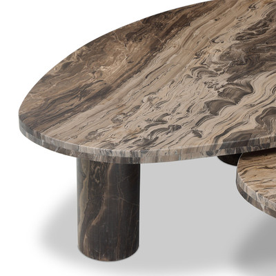 Four Hands Zion Coffee Table Set - Rocky Brown Marble