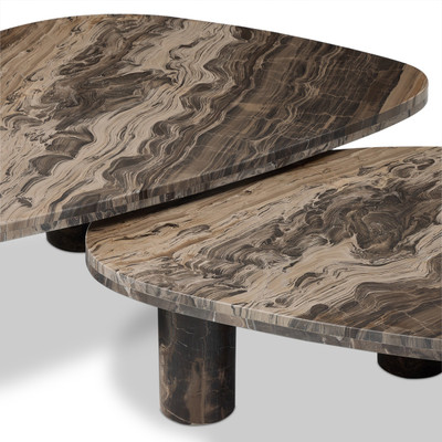 Four Hands Zion Coffee Table Set - Rocky Brown Marble