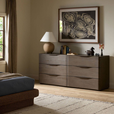 Four Hands Amiro 6 Drawer Dresser - Tumble Brown Ash Solid