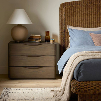 Four Hands Amiro Nightstand - Tumble Brown Ash Solid