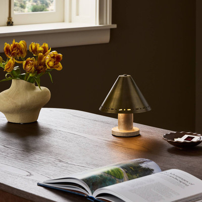 Four Hands Azra Cordless Table Lamp - Aged Antique Brass Iron