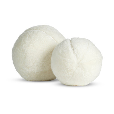 Four Hands Balle Shearling Pillow - White Shorn Sheepskin - Set of 2 - 12.5" diam, 10" diam