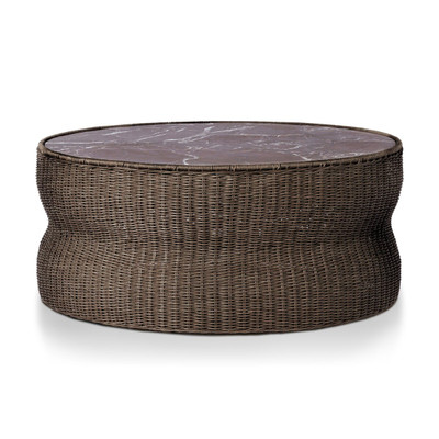Four Hands Brixby Outdoor Coffee Table - Merlot Marble