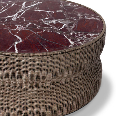 Four Hands Brixby Outdoor Coffee Table - Merlot Marble
