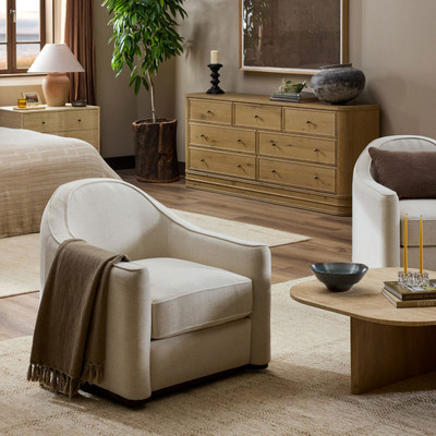 Four Hands Chella Swivel Chair - Laughlin Bone