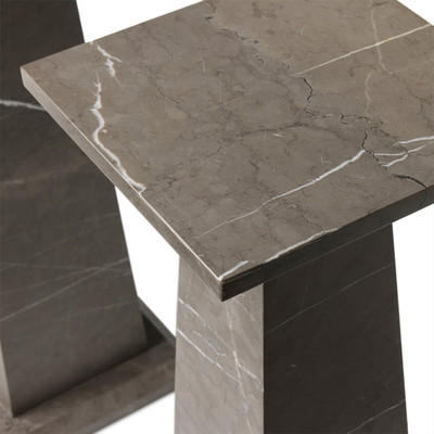 Four Hands Ellric Pedestal Set - Grey Italian Marble