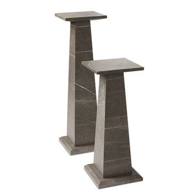 Four Hands Ellric Pedestal Set - Grey Italian Marble
