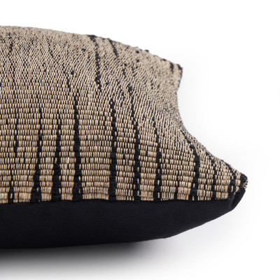 Four Hands Handwoven Stripe Wool Pillow - Black Wool - 14"x20"