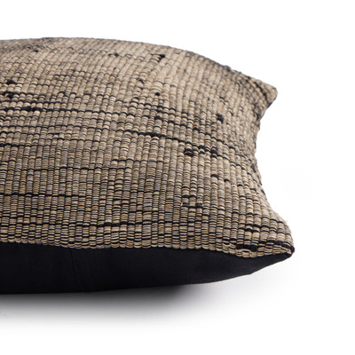 Four Hands Handwoven Stripe Wool Pillow - Black Wool - 20"x20"