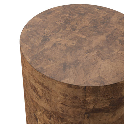 Four Hands Hudson Round End Table - Dark Bark Paper