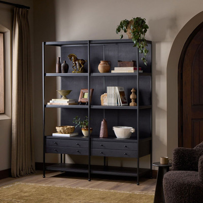 Four Hands Igor Bookcase - Black Paper Cane