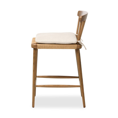 Four Hands Kershaw Counter Stool with Cushion - Dover Crescent - Smoked Oak