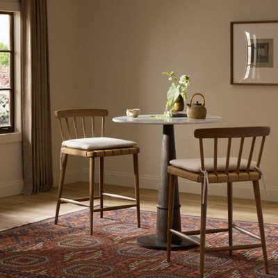 Four Hands Kershaw Counter Stool with Cushion - Dover Crescent - Smoked Oak