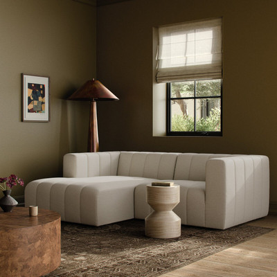 Four Hands Langham Channeled 2PC Sectional LAF Chaise - Crypton Nomad Snow