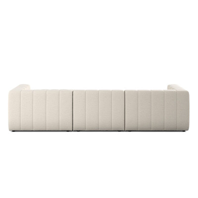 Four Hands Langham Channeled 3PC RAF Sectional W/ Ottoman - Crypton Nomad Snow