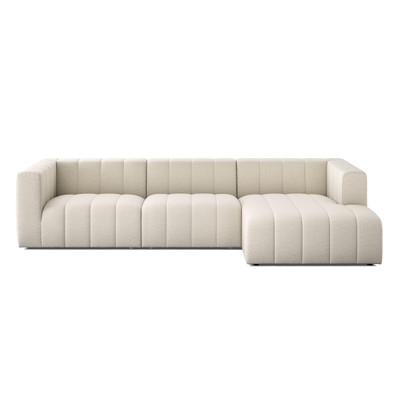 Four Hands Langham Channeled 3PC LAF Sectional W/ Ottoman - Crypton Nomad Snow