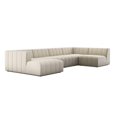 Four Hands Langham Channeled 5PC LAF Chaise Sectional - Crypton Nomad Snow
