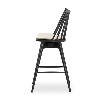 Four Hands Lewis Swivel Bar Stool with Cushion - Black Oak - Antwerp Natural