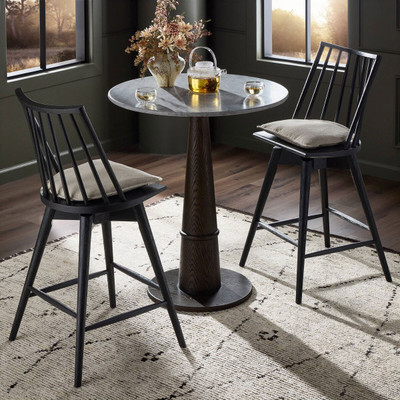Four Hands Lewis Swivel Counter Stool with Cushion - Black Oak - Counter - Antwerp Natural