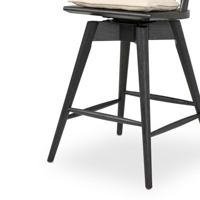 Four Hands Lewis Swivel Counter Stool with Cushion - Black Oak - Counter - Antwerp Natural