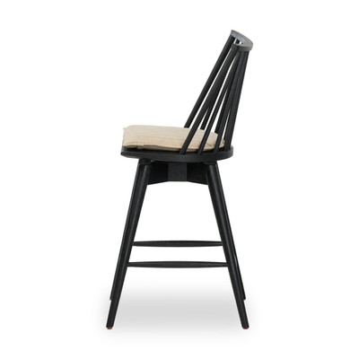 Four Hands Lewis Swivel Counter Stool with Cushion - Black Oak - Counter - Lavon Flint