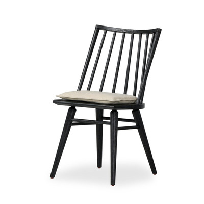 Four Hands Lewis Windsor Chair with Cushion - Black Oak - Antwerp Natural