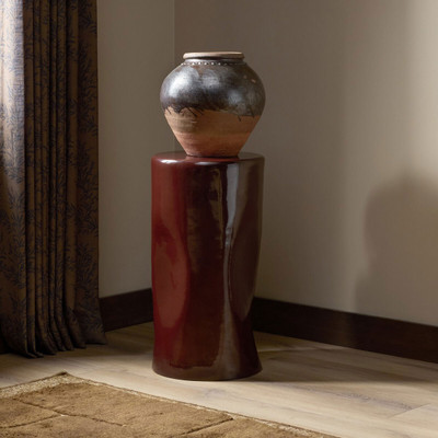 Four Hands Manon Pedestal 28" - Glossy Plum Cast Aluminum