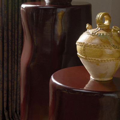 Four Hands Manon Pedestal Set - Glossy Plum Cast Aluminum