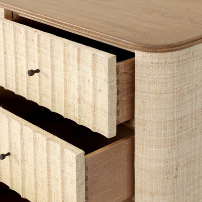 Four Hands Meyer Media Console - Fluted Natural Fleck Raffia