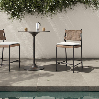 Four Hands Miller Outdoor Woven Counter Stool - Faux Dark Hyacinth
