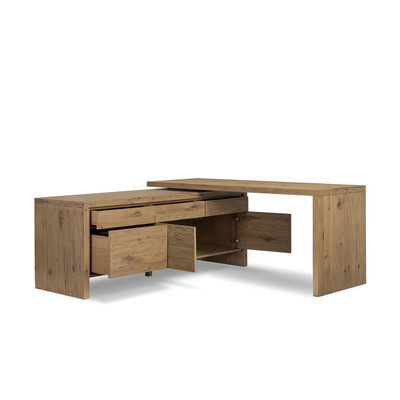 Four Hands Noah Rotating Desk - RAF - Aged Smoked Oak