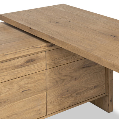 Four Hands Noah Rotating Desk - RAF - Aged Smoked Oak