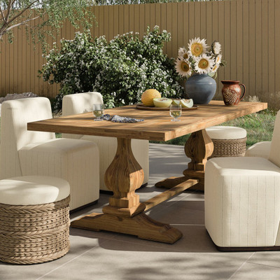 Four Hands Novell Outdoor Dining Table - 86" - Reclaimed Natural FSC