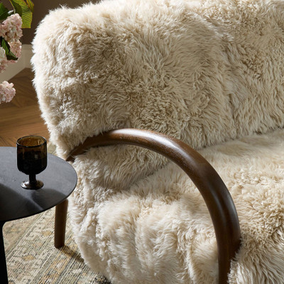 Four Hands Sandro Settee - Champagne Mongolian Fur