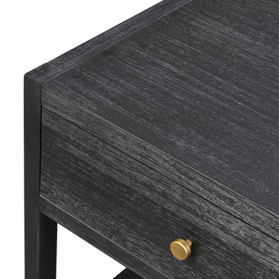 Four Hands Sullivan Small Nightstand - Brushed Black Acacia Solid