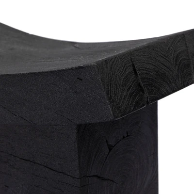 Four Hands Tonga Accent Stool - Sandblasted Black Acacia