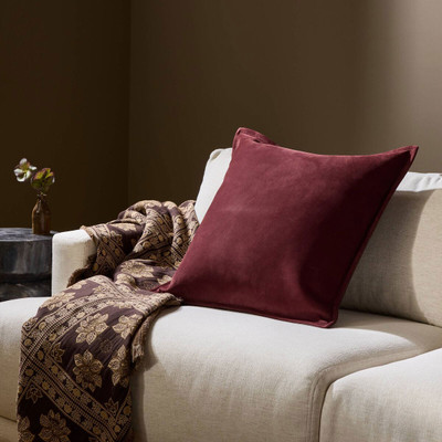 Four Hands Trenton Pillow - Nubuck Burgundy - 22"x22"