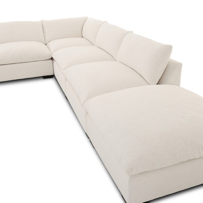 Four Hands Westwood 5PC LAF Sectional w/ Ottoman - Crypton Nomad Snow