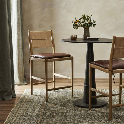 Amber Lewis x Four Hands Dara Counter Stool with Cushion - Dulane Mahogany - Counter